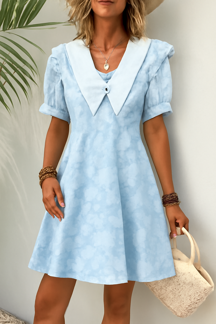 Jurk – V-Hals Met Kantdetails & Vlindermouwen